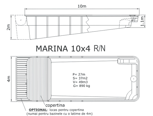 Piscina Marina 10 x 4 Na
